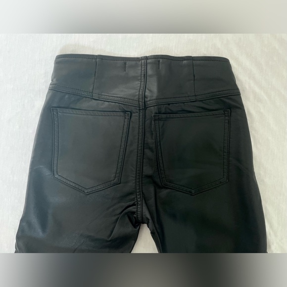 NWT Free People Black Penny Pull on Vegan Leather Flare Pants Size 24 - Picture 8 of 11